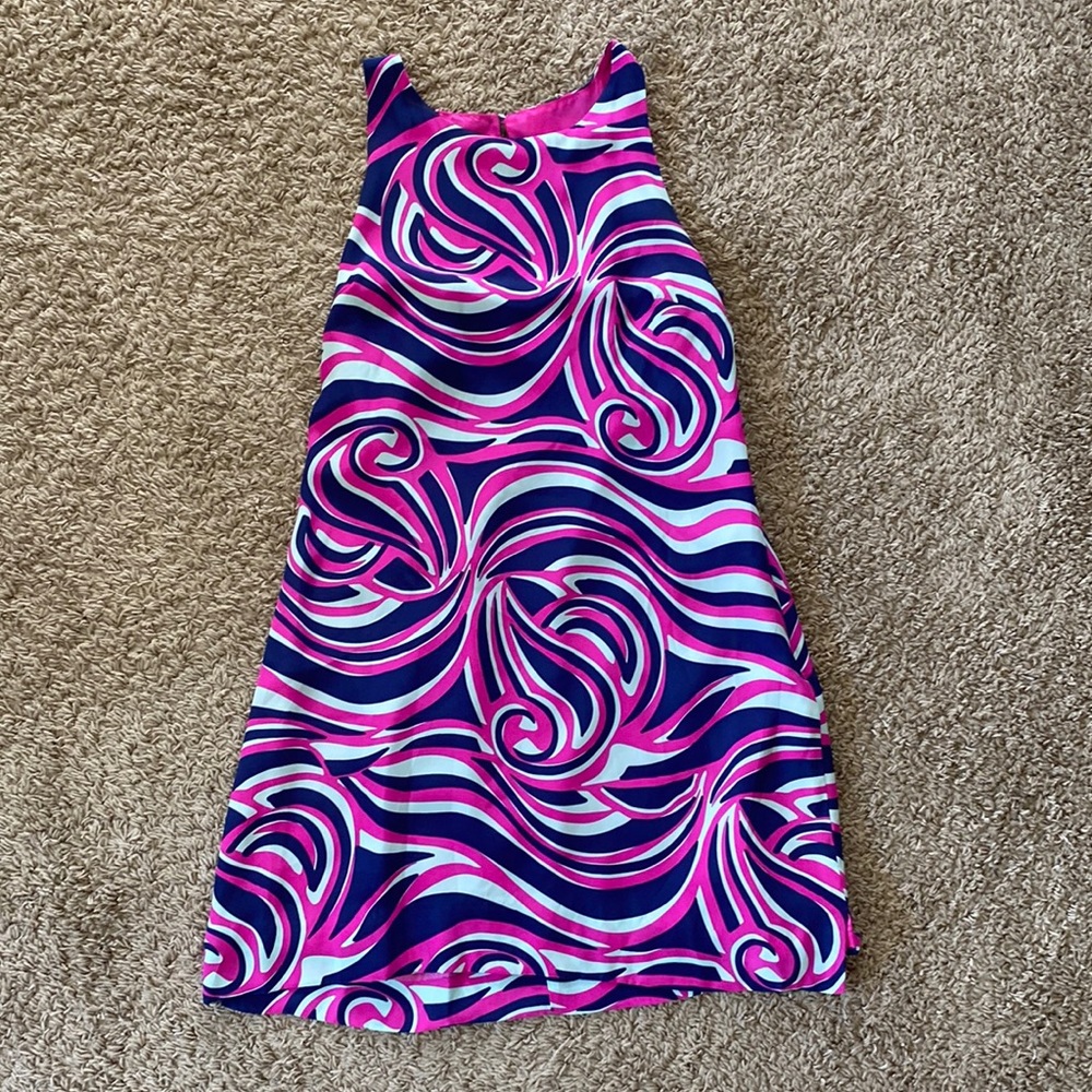 Pink and blue swirl dress